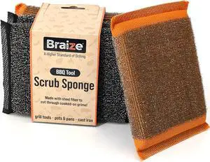 Heavy-Duty Steel Wool Scrubber Sponges for Dishes Pots & Pans  Durable Stainless Steel Cleaning Pads for Tough Grease & Grime  Multi-Surface Kitchen Scrubbing Tool  4-Pack