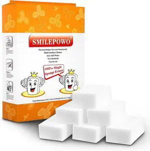 (100 Pack) Magic Sponge Eraser Long Lasting Melamine Sponges in Bulk Boat Eraser Multi Surface Scrubber Foam Cleaning Pads - Bathtub Floor Baseboard Bathroom Wall Cleaner 10 * 6 * 2CM Each Pads