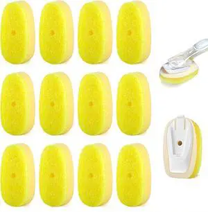 12 Pack Dish Wand Sponge Refills Compatible with Scrub Daddy Dish Wand Dishwand Replacement Sponge Heads for Scrub Daddy Sponges Non-Scratch Scrubber Brush Pads for Kitchen Cleaning.