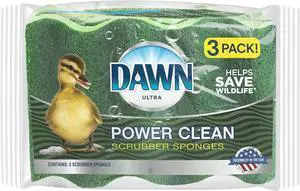 Power Clean Wedge-Shaped Scrubber Sponges Green (Pack of 3)