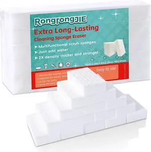 Magic Sponge Eraser 2X Density Melamine Sponges for Cleaning 10 Pcs in Bulk Long Lasting Scrub Cleaning Pads for Kitchen Bathroom Furniture Tub Sink Floors Baseboard Shoes Wall