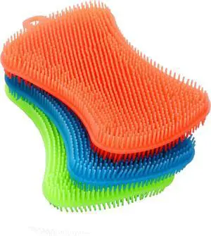 3PCS Silicone Dish Sponges Super Food-Grade Silicone Sponges Multi-Purpose and Efficient Sponge Kitchen Gadgets Especial Delicate Kitchen Sponge Brush