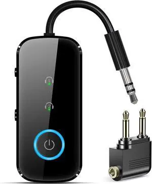 Premium Pro Bluetooth 5.4 Transmitter Receiver Airplane Audio Adapter Wireless Transmitter for TV/Travel Flight Airline Gym.Supports to 2 AirPods/Headphones Bluetooth Receiver for Car/Home Stereo