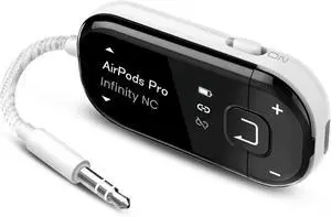 Voyager - Bluetooth 5.4 Airplane Adapter with OLED Screen for Headphones & AirPods Qualcomm Chipset aptX Adaptive Auracast Support 3.5mm AUX Wireless Audio Transmitter for Travel & Flight
