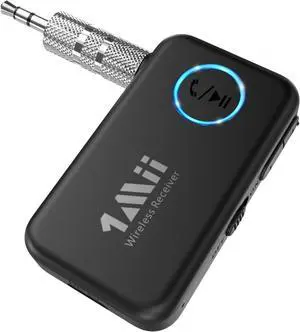 Bluetooth 5.3 Music Receiver for Car/Home Stereo Aux Bluetooth Adapter for Car with Volume Control Supports Hands Free Calls 16H Battery Life