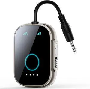 Bluetooth Transmitter Receiver for TV 2-in-1 Bluetooth 5.3 Adapter for Airplane Gym Equipment Cars for up to Two Wireless Headphones Cell Phones.