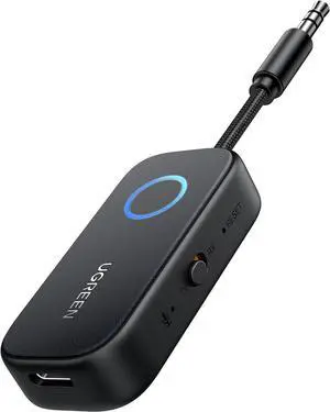 Airplane Bluetooth 5.2 Transmitter Adapter for Airpods or Headphones Dual Pairs 2-in-1 Wireless Bluetooth 3.5mm Aux Audio Transmitter/Receiver for Flight TV Car Stereo Treadmill MP3 Player