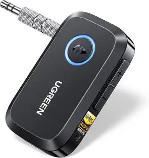 Bluetooth 6.0 Receiver for Car with LDAC AI Noise Cancelling 3.5mm AUX Bluetooth Car Adapter Hi-Res Wireless Audio Receiver for Home Stereo/Wired Speaker with Hands-Free Call 15H Battery Life