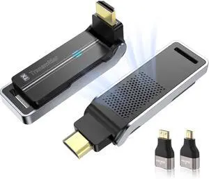 Wireless HDMI Transmitter & Receiver Kit with Heat Dissipation 90° Bendable Interface Dual-Band 2.4G/5G Plug & Play - Stream Video & Audio from Laptops/TV Boxes/Projectors to Monitors-100Ft/30M