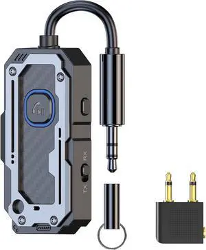 Bluetooth Transmitter Receiver Audio Adapter Wireless AUX for 2 Headphones/iPhones Use 3.5mm Jack for Airplanes Car Radio TVs PCs amplifiers Home Stereos Audio Steaming Hands-Free Call