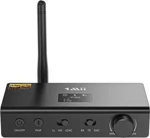DS700 HiFi Bluetooth Audio Transmitter Receiver for TV Long Range Wireless Adapter with Audiophile DAC LDAC/aptX HD/aptX LL OLED Display Optical & Coaxial Input/Output RCA Output Only