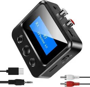 Bluetooth Receiver for Old Stereo 3.5mm AUX Bluetooth Audio Adapter for Stereo Receiver Wired Speakers Home Theater Amplifier with RCA L/R 3.5mm Jack Low Latency for Music Streaming TF Card Play