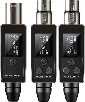 Wireless Microphone System UHF wireless XLR transmitter and receiver for dynamic/capacitive microphones 48V Phantom power supply electric guitar/bass audio mixer PA system (One drag two)