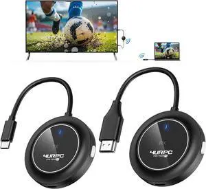 Wireless HDMI Transmitter and Receiver 4K@30Hz 2.4G/5G Plug & Play USB-C Wireless Display Adapter & HDMI Extender with PD 3.0 Stream Video and Audio to TV/Monitor/Projector from Laptop/PC/iPad/Phone