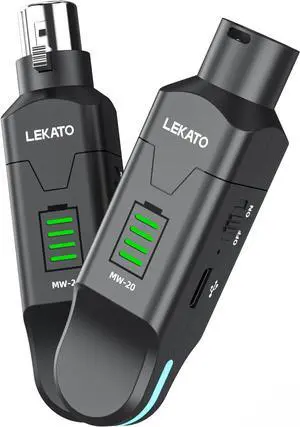 Wireless Microphone Transmitter Receiver 2.4GHz 48V Phantom Power for Condenser Mic Wireless Microphone XLR System High-Resolution for Dynamic Mic PA System Audio Mixer(MW-20)