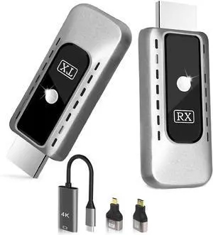 Wireless HDMI Transmitter and Receiver 4K Decode 1080P Output Plug & Play 2.4G/5G Wireless HDMI Extender Kit Portable for Streaming Video and Audio to Monitor from Laptop/PC/Projector