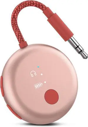 SoundJet R1  Airplane Bluetooth Adapter for Headphones & AirPods Travel Flight aptX Adaptive 20H Battery Wireless Audio Transmitter with Qualcomm Chipset - Pink
