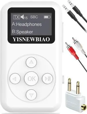 Bluetooth Transmitter Receiver for TV with OLED Display AptX Low Latency Airplane Bluetooth Adapter for Headphones Airpods RCA 3.5mm Audio Jack Wireless Adapter for TV