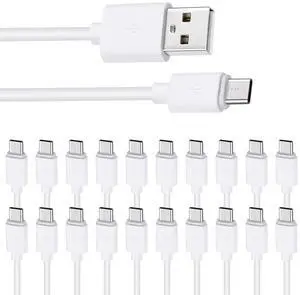 USB C Charger Cable 20-Pack Bulk Type C Android Cord 3.3ft Multipack