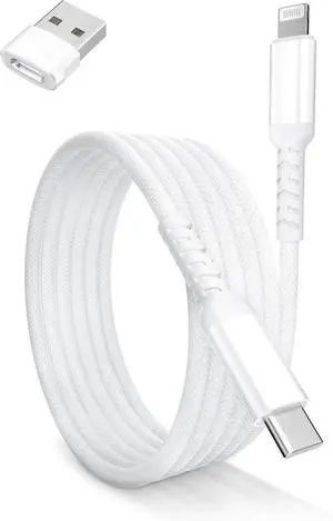 USB C to Lightning Charger Cable 10FT with USB A Adapter USB Type C Fast Charging Power Cord for  iPhone 14 13 12 11 Mini Pro Max Plus XS XR X 8 7 6 5 SE iPad 8 9 8th 9th Generation