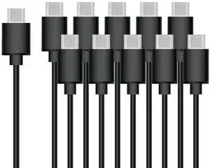 USB C to USB C Cable 10 Pack 1.6FT USB 2.0 Cables Black