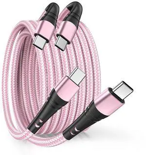 USB C to USB C Cable 2Pack 100W USB C to Type C Cable Fast Charge 10FT Long USB C Cable Compatible with Phone 16 15 Pro Plus Pro Max for S24 S23 for Pad Pro for Galaxyy S24 S23 S22 and More-Pink