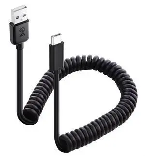 USB to USB C Coiled Cable with 3A/15W Fast Charging 1-4ft Support  CarPlay Android Auto Coiled USB-A to USB-C Cable for iPhone 16/15 Pro Max Plus Galaxy S23 iPad