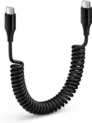 iPhone 16e 16 15 Pro Max Charger Cable 3FT for Car Coiled USB C to USB C Fast Power Charging Cord Short Android Phone Wire for  Galaxy A15 A25 5G A14 A54 S24 S23 Ultra FE A13 A53 iPhone 15