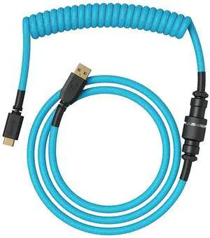 Coiled Keyboard Cable  Coiled USB C Cable Artisan Braided Cables for Mechanical Gaming Keyboard Coiled Cable - Custom Keyboard Cable (Electric Blue)