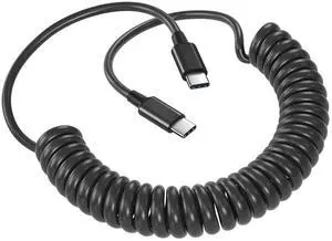 Coiled USB C to USB C Cable for CarPlay 3ft Retractable C to C Fast Charging Cord 60W 3A Data Transfer Car Charger Compatible with iPhone 16 15 Pro Max Plus Galaxy S24 S23 A15