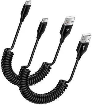 USB Type C Cable for iPhone 16/15/15 Pro/15 Pro Max/15 Plus Android Auto Retractable Fast Charging Coiled Car Cord 3FT for  Galaxy A54 5G A15 S24 Ultra A35 A14 S23 A53 Google Pixel 9 Pro 8a 7 6