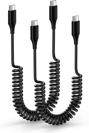 Android Auto USB C Cable Fast Charging 3FT+6FT Retractable Coiled Type C to C Phone Car Charger Cord for  Galaxy S25 Edge S25 S24 Z Fold7 Flip7 A16 A54 A56 S23 S22 S21 Google Pixel 9a 9 Pro 8a