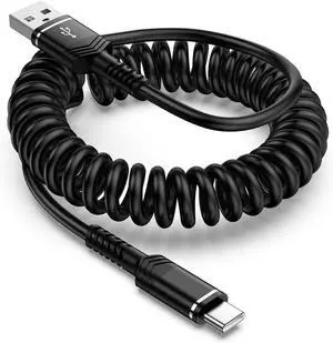 Coiled USB C Cable 3FT Retractable Car Fast Charging Cord for  Galaxy A56 A55 A36 A16 A15 A14 5G S25 S24 Ultra USB A to USB C Cable Android Auto for iPhone 16e/16 Pro Max/16/15/15 Pro Max/Plus