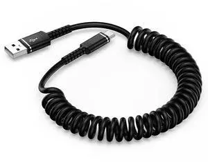 USB C Coiled Cable Fast Charging for iPhone 16e/16Pro Max/16/15 Pro Max/15Pro/15 4FT Coiled USB A to Type C Charge Cord for Car Retractable Android Auto USB Type C Charging Cable for  Pixel