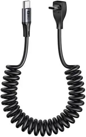 Right Angle Coiled USB C Cable [1.3FT-3.3FT] 60W USB C to USB C Cable for Android Auto Carplay iPhone16/15 Pro Max Plus Tesla Model Y Galaxy S25 S24 S23 Google Pixel