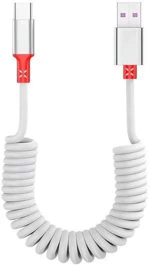 Coiled USB C Fast Charging Cable [ MFi Certified] Retractable 6ft 60W USB A to USB C TPE Cord Screen Data Sync Compatible for iPhone 16 Pro/Pro Max/Plus/iPhone 15 Google Pixel 9 Pro XL