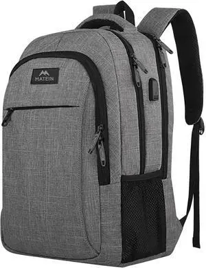 Travel Laptop Backpack Business Anti Theft Slim Sturdy Laptops Backpack with USB Charging Port Water Resistant College School Computer Bag Gift for Men & Women Fits 15.6 Inch Notebook Grey