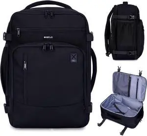 17 Small Travel Backpack United Airlines Personal Item Bag 17x10x9 with 16 Pockets Water Resistant Rucksacks Fit 15.6 Laptop AirTag Pocket Lightweight Casual Daypack 25L Black