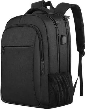 Large Travel Laptop Backpack Business Anti Theft Slim Sturdy 18 Inch Laptops Bag with USB Charging Port Waterproof College Computer Bag Gift for Men & Women Fits 18 Inch Notebook Black