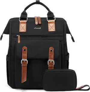 Laptop Backpack for Women School Backpack for Teen Girls Work Travel Backpack Purse Commuter Business Computer Bag Teacher Nurse Bags College Student Bookbag 15.6 Inch Black-brown