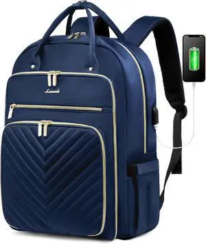 17.3 Inch Laptop Backpack for Women Fashion Work Backpack Purse for Women Men Waterproof Travel Work Backpacks Purse for Teacher Nurse Navy Blue.