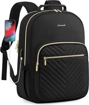 Laptop Backpack for Women Travel Computer Work Bags with 17-inch Laptop Compartment College School Student Bag Teen Backpacks For Girls Hiking Outdoor Carry On Backpack Purse Black