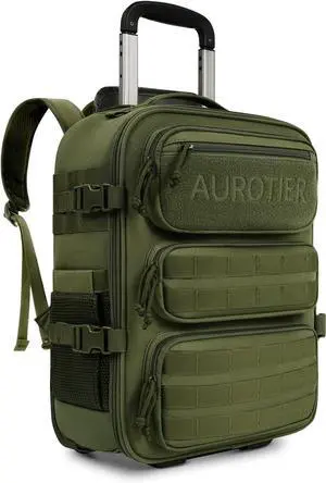 Rolling Tactical Laptop Backpack Underseat Travel Backpack with Wheels 17 Inch Wheeled Military Computer Backpack for Men and Women Roller Overnight Molle Outdoor Hiking College Carry on Luggage