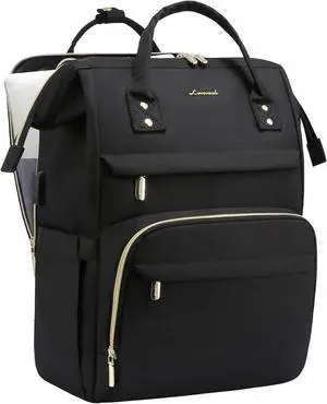 17.3 Inch Laptop Backpack Large Travel Backpack for Women Water Resistant Teacher Backpack with Laptop Compartment Professional Business Work bags with Charger Black