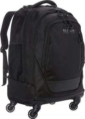 17 Polyester Dual Compartment 4-Wheel Laptop Backpack Black