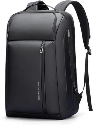 Business Backpack for Men Travel Laptop Backpack Fits 15.6 Inch Waterproof Expandable Bag 25L-35L Black Work Daypack with USB & USB-C Charging Ports Anti-Theft Pocket Luggage Strap
