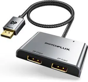 DisplayPort to Dual Display Port Adapter [4K@60Hz] DP Splitter 1 in 2 Out Extended Display MST DP to 2 DP Female for Dual Monitors Compatible with PC Graphic Card NVIDIA AMD