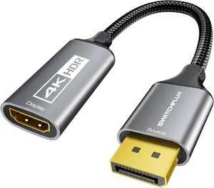 Active DisplayPort to HDMI Adapter (4K@60Hz 1440P/2K@120Hz) Uni-Directional DP 1.2 to HDMI 2.0 Converter Male to Female Compatible with AMD NVIDIA Desktops and Gaming Monitors