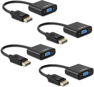 Display Port to VGA Adapter 4 Pack Gold-Plated DisplayPort DP to VGA Converter (Male to Female) for Computer Desktop Laptop PC Monitor Projector HDTV