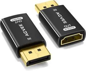 2 Pack Display Port to HDMI 4K@30HZ Adapter Alloy Shell DP Displayport PC to HDMI Display Coulper Converter Backward Compatibile with 2K@60HZ 1080P@120HZ Full HDTV Uni-Directional Black